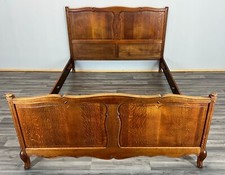 Bed - Vintage French Louis XV Double Bed Frame Oak Carved Headboard  Lot 3788