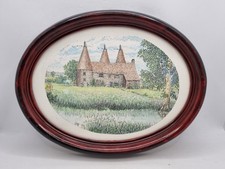 Kent Oast House Picture Signed G 95 Oval Frame 26cm x 21cm Handmade Vintage VGC