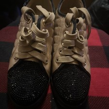 Unusual Trainers Gold with Black Studded Toes with Hidden Wedge Size 6 Worn Once