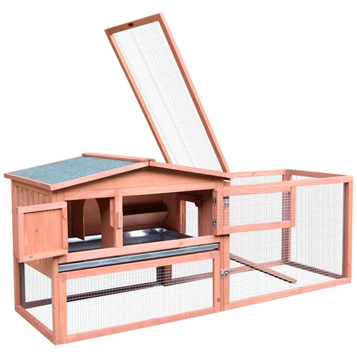 Outdoor wooden rabbit hutch - wooden,