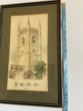 SAINT MARY the VIRGIN CHURCH Dedham Essex ENGRAVING FRAMED Mount VINTAGE Picture