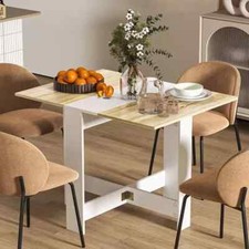 Oak Drop Leaf Dining Table Modern Breakfast Kitchen White Small Folding Desk