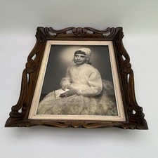 Antique Carved Wood Large Picture Converted Tray