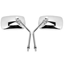 Universal 10mm Motorcycle Rearview Side Wing Mirrors Motorbike Chrome Rectangle