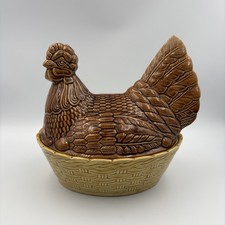 Beswick Chicken Egg Basket Vintage Pottery Storage Bowl With Lid