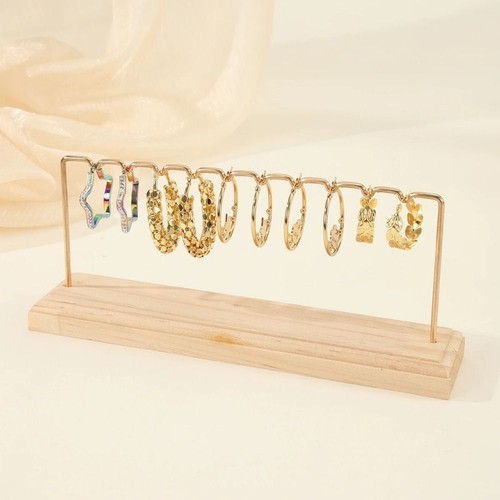Tier wooden hanger earring - wooden,