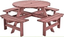 8 Seater Wooden Round Picnic