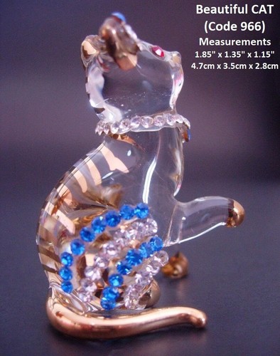 Crystal glass cat figurine - crystal,