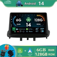 Android14 Car Radio Sat NAV 6+128GB Carplay DAB+ BT For Renault Megane 2008-2014