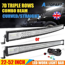 Tri-rows Car LED Work Light Bar 22/32/42/50/52 Inch For Offroad 4X4WD SUV ATV