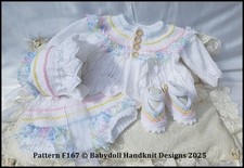 KNITTING PATTERN BABY OR REBORN DOLL MATINEE SET F167 16-22" DOLL 0-3M BABY