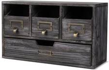 Flexzion Apothecary Cabinet with 4 Drawers - Vintage Rustic Wood Desktop