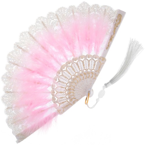 Embroidered plume fan vintage - embroidered,