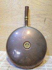 12" Vintage Antique Copper Hot Water Bottle Bed Warmer With Stopper & Handle