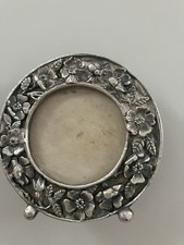 Vintage Silver Scenes Mini Photo Frame Silver Played 6cm x 6cm 1980’s Round