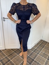 LIPSY SIZE 12 DRESS NAVY SCUBA FOAM BODYCON STYLE LACE TOP BRAND NEW WITH TAGS