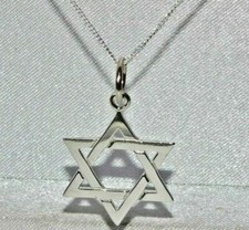 Solid Sterling Silver (925) Star of David Pendant + 18 inch Chain
