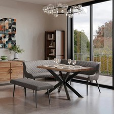 Indus Valley Henley Wooden Dining Table with Grey Corner Seat & Bench