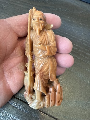 Hand carved soapstone chinese - carved,