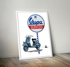 Vintage Piaggio Vespa Servizio Reproduction Poster Print Scooter Mod