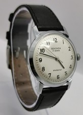 Vtg 1960s Sekonda 21J USSR 33mm  Military Style Chrome Mechanical Gents Watch