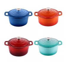Cast Iron Casserole Dish with Lid Large Cooking Pot Enamelled Hob Induction Oven
