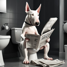 English Bull Terrier on Toilet Metal sign, Bull Terrier sign, Bull Terrier