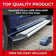 FITS VAUXHALL OPEL VIVARO 14>19 SIDE STEPS LWB BARS RUNNING BOARDS PAIR SILVER