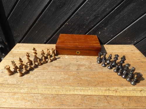 Antique chess set wooden - set,