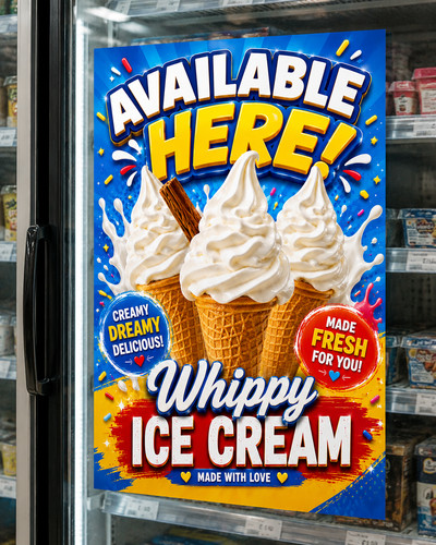 Ice cream sold here - ice,