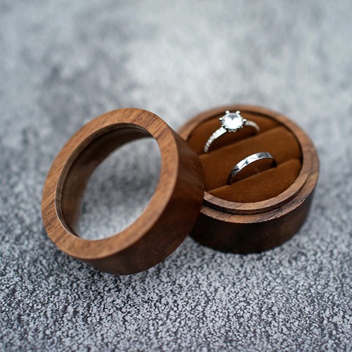 Round wooden ring box - round,