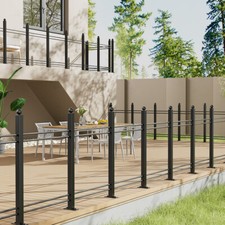 Ball End Metal Garden Fence Post 1M Tall Black Powder Coated For Gate Railing