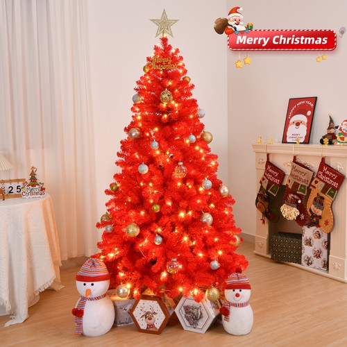 6ft red led christmas tree - led,