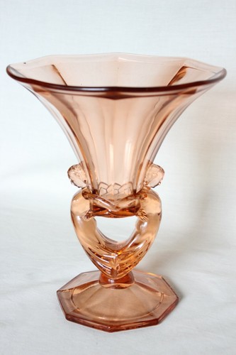 Art deco pink glass lady - art,