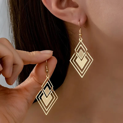 Gold tone earrings - tone, diamond