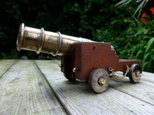 Vintage Brass Model Cannon Handmade Ornament Collector Hobby 