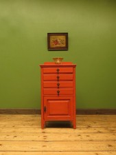 Bohemian Painted Orange Office Stationery Chest or Sheet Music Cabinet