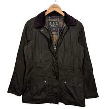 Barbour Beadnell Wax Jacket Ladies UK 10 Olive Green Classic Country Sylkoil