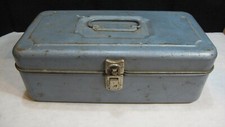 Vintage Metal Tool 2 Shelf Tackle Box Locking Ol Salmon River Fishing Cabin Find