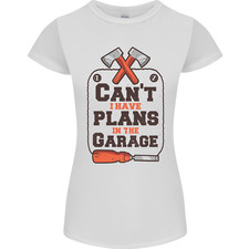 Plans In the Garage Carpentry DIY Tradesman Womens Petite Cut T-Shirt