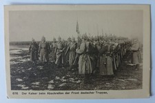 Postcard - Photo - The Emperor walking down the front of German troops - WW1. 1916