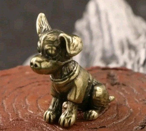 Dog puppy lifelike solid brass - solid,