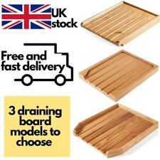 Angled Wooden Draining Board Belfast Sink Butler Drainer - Solid Oak Wood
