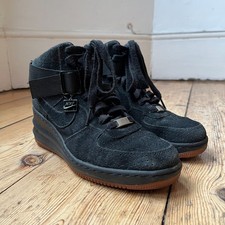 Nike Womens Lunar Force 1 sky hi wedge heeled black suede trainers size 5.5 / 39