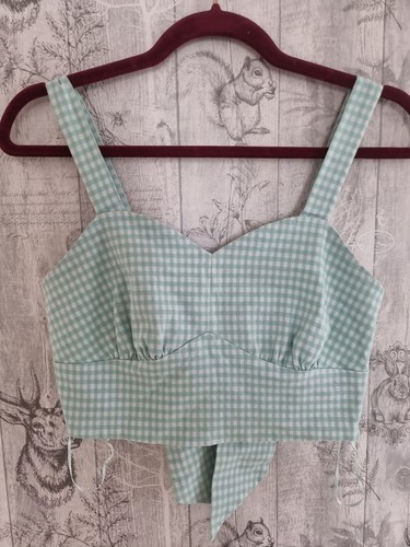 Green gingham crop top size - gingham, 12