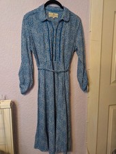 Beacon Cove Blue Ditsy Floral Midi Shirt Dress - Size S