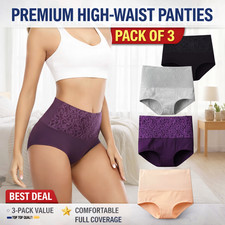 3pcs Women High Waist Satin