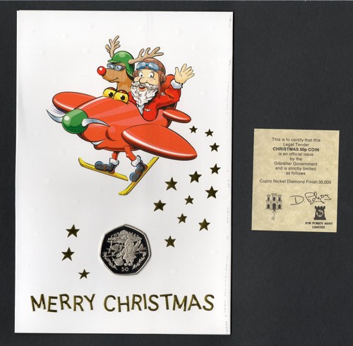 1996 gibraltar christmas 50p - christmas,