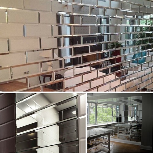 22pcs silver mirrored bevelled - silver,