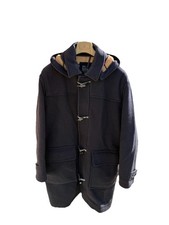 Jos A Bank Duffle Coat Mens L Navy Toggle Plaid Lined Wool Blend Quiet Luxury